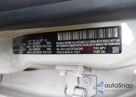 2015 Jeep Renegade Sport from USA, damaged, VIN ZACCJAAT2FPB42944